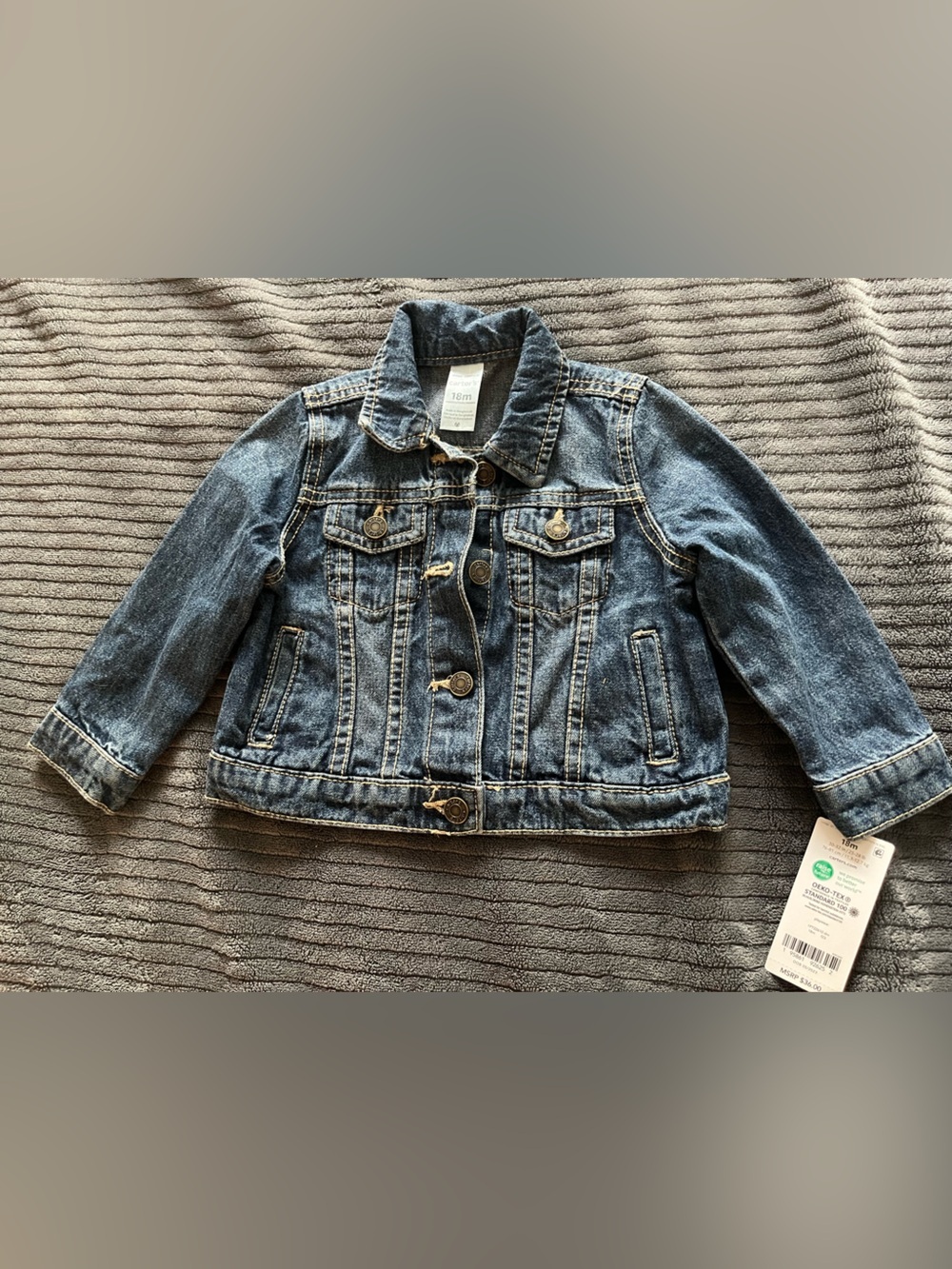 Carter's Kids Dark Blue Denim Jacket with Button Front